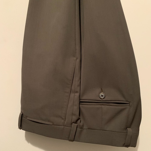 Riviera Armando Pant 32R - Olive Flat Front Silky Trousers - Picture 6 of 12